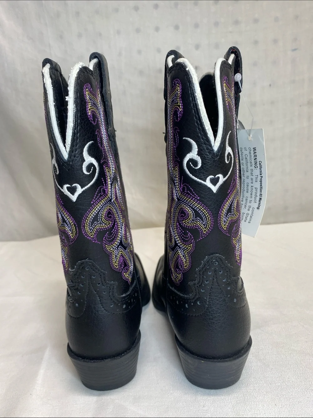 Justin Kids Stampede Boot Black Leather Cowgirl Western size 8 1/2D New/w/Damage